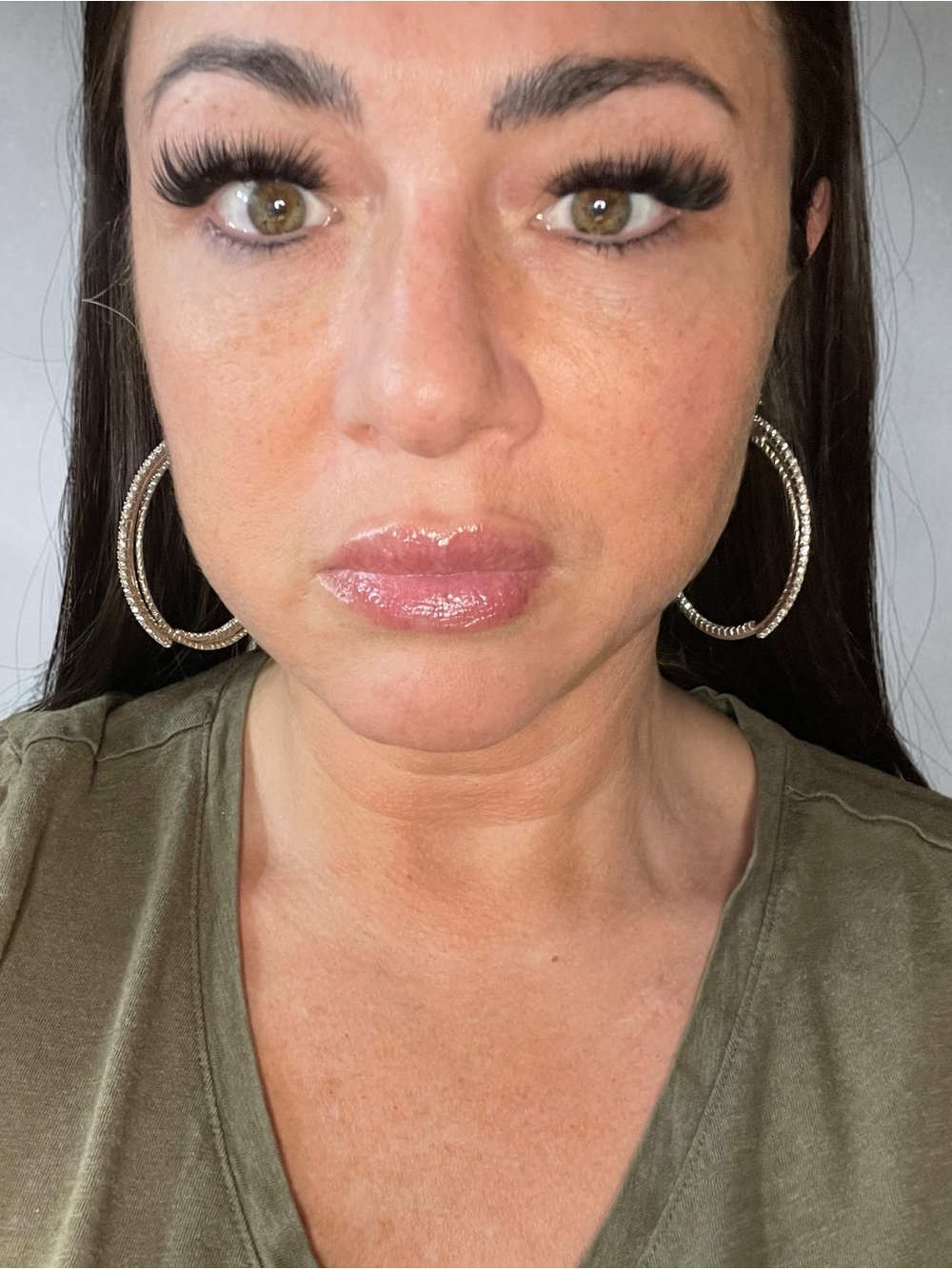 Silver Tone Clear Rhinestone Inside Out Large Hoop Earrings